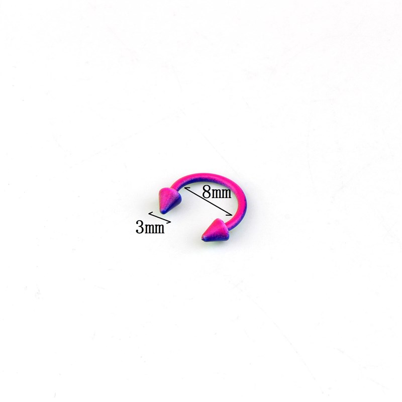 极速Cone Spike Horseshoe Circular Ring Stainless Steel Labre