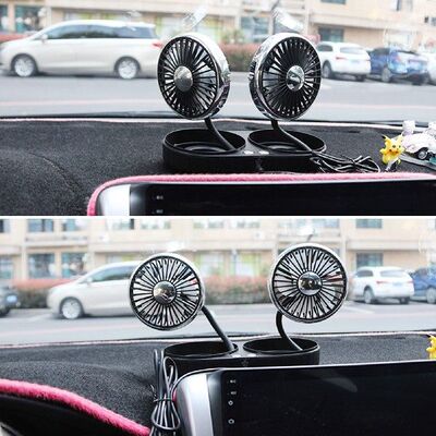 好货Dual Rotating USB Fan 60 Degree Rotatable Dashboard Desk