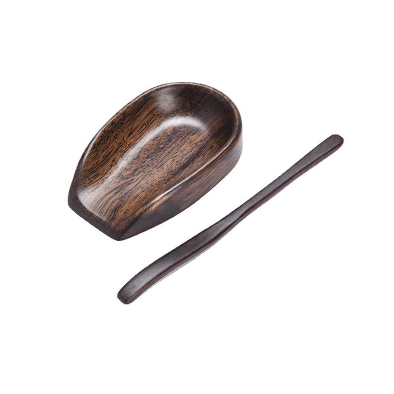 黑木茶则实木赏茶茶荷功夫茶具茶道六檀君件子配茶勺CZ009茶铲分