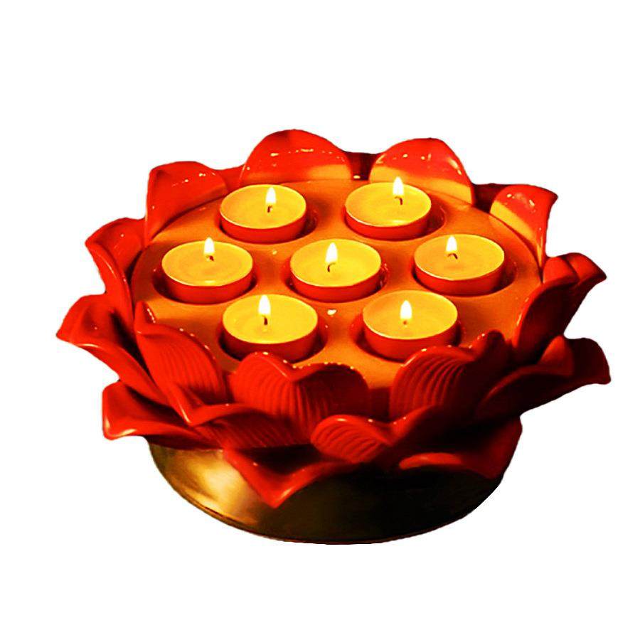 陶瓷粉红色金色灯座陶瓷底座琉璃灯座防风酥油七星九星灯座烛台,家居饰品,烛台,淘宝优惠券,粉丝福利购,淘宝优惠卷