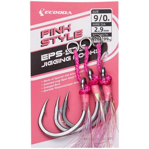 ECOODA粉派铁板钩海钓船钓带绑线单钩双钩大物鱼钩西沙南油