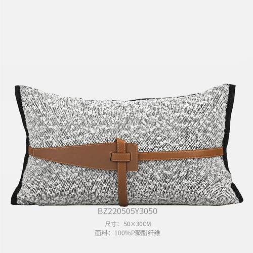 现代中式风样板间抱枕床品多件套灰色绗棉床旗床尾巾橘黄色搭毯