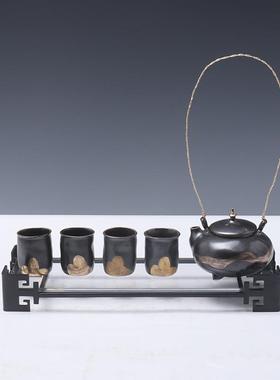 轻奢新中式陶瓷茶具套装茶壶茶杯茶盘组合摆件茶几茶室样板间软装