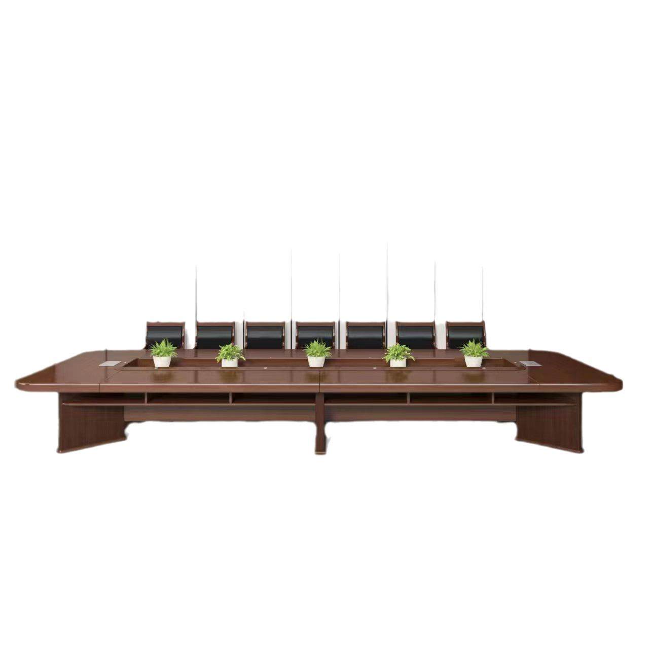 办公家具会议桌长桌商务贴皮椭圆形油漆会议室桌椅组合简约风实木