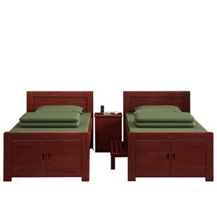 橡胶木单人床多功能储物床学校培训基地通用工程制式营具标准床具