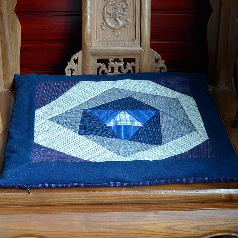 丹凤创上ORM海垫手织意老布玫瑰花拼布布坐椅垫櫈垫沙发垫布垫含