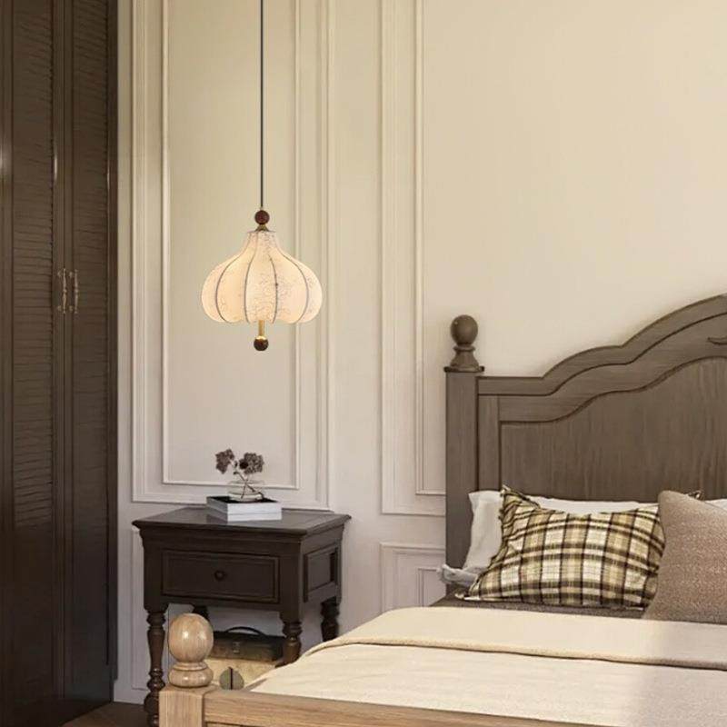 中古法式卧室布艺吊灯设计师复古书房栗子艺术布拉格护眼餐厅吊灯