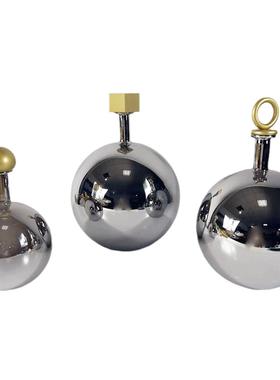 现代简约创意玻璃花瓶工艺品带金属盖样板房售楼处桌面玻璃摆件