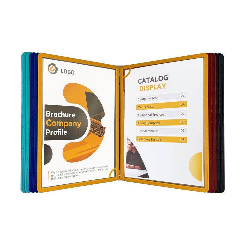 A4磁性金属挂壁式翻页文件架车间生产资料夹10页挂墙办公文件架