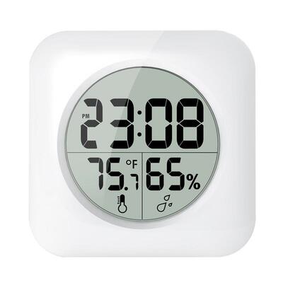 浴室盘电挂钟客厅0005STH温湿子度钟音厨房挂钟静防水吸时钟表