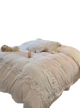 高级山茶厚花牛奶绒加四件人套感刺绣保暖双2020100床冬季双面绒