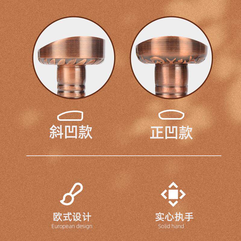 红古铜卫厕生间门无锁钥通用型三杆杰犀式执手锁洗手间匙所弧形斜