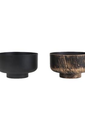 金属铁艺碗型花器酒店会所样板房大堂苔藓餐桌桌面收纳软装摆件