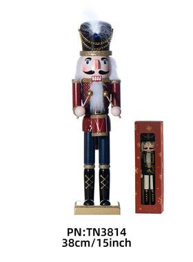 15inch新品创意现货38CM红身蓝脚鼓兵胡桃夹子圣诞节生日送礼摆件