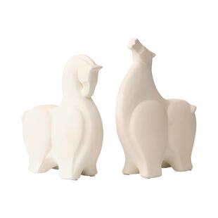 现代磨砂黑白马陶瓷摆件会所样板房民宿创意动物装饰品工艺品摆设