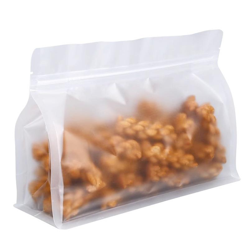 磨砂八边封透明自封袋哑光横袋薯片包装袋密封食品自封密封袋50只