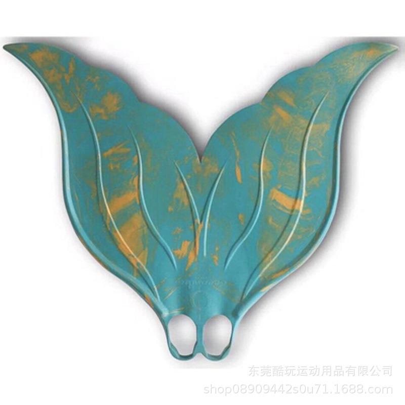 美人鱼脚蹼白色硅胶单蹼自由潜成人游泳潜水训练短自由潜专用