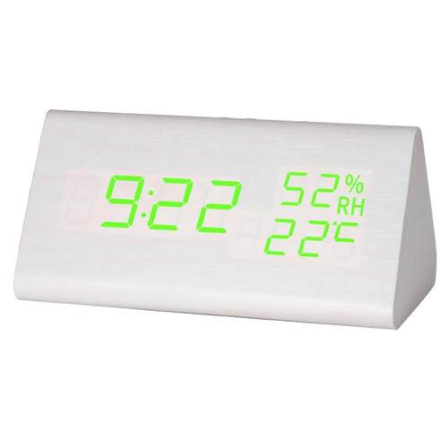 闹钟三角形声控木质时钟LED闹钟夜光电子学生闹钟懒人个性创意座