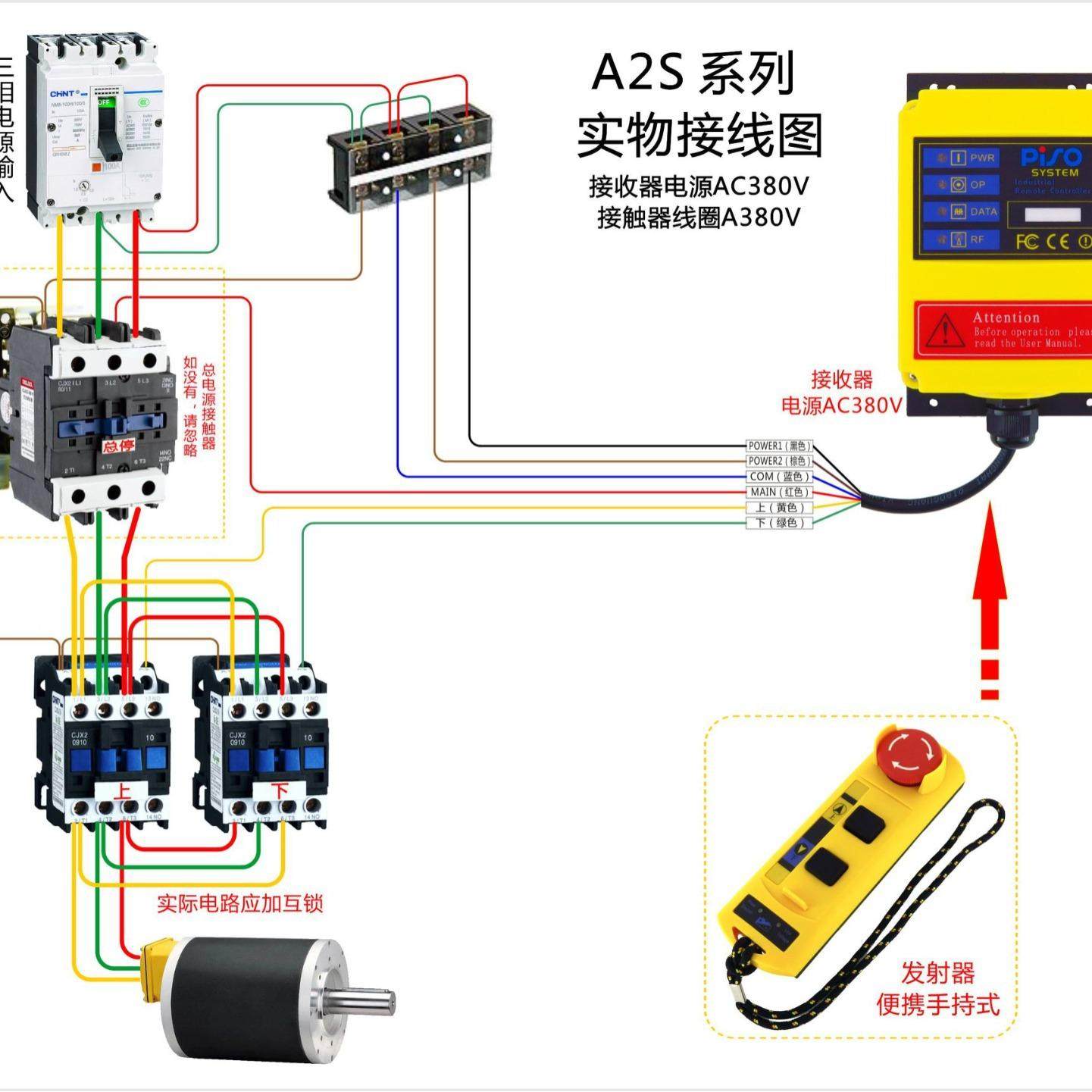 品硕牌A2S升降机吊机卷扬机葫芦设备输送自动化遥控器急停按键
