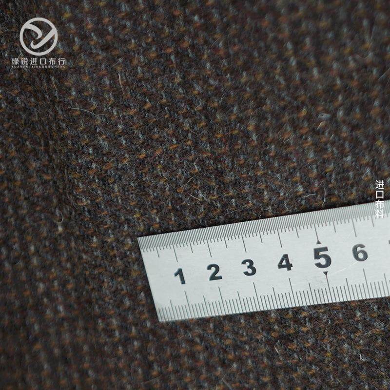 现货进口混色小格子全毛大衣呢面料555g春秋冬外套时装面料