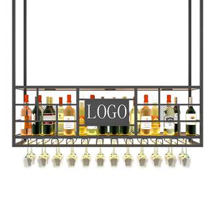 酒吧吧台悬挂吊架酒架置物架铁艺吊柜倒挂式酒杯架酒柜吊挂装饰架