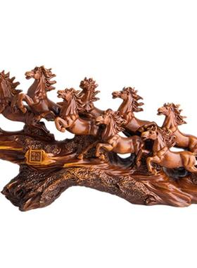 仿木八骏雄风图马家居装饰客厅酒柜乔迁送礼品办公室摆件