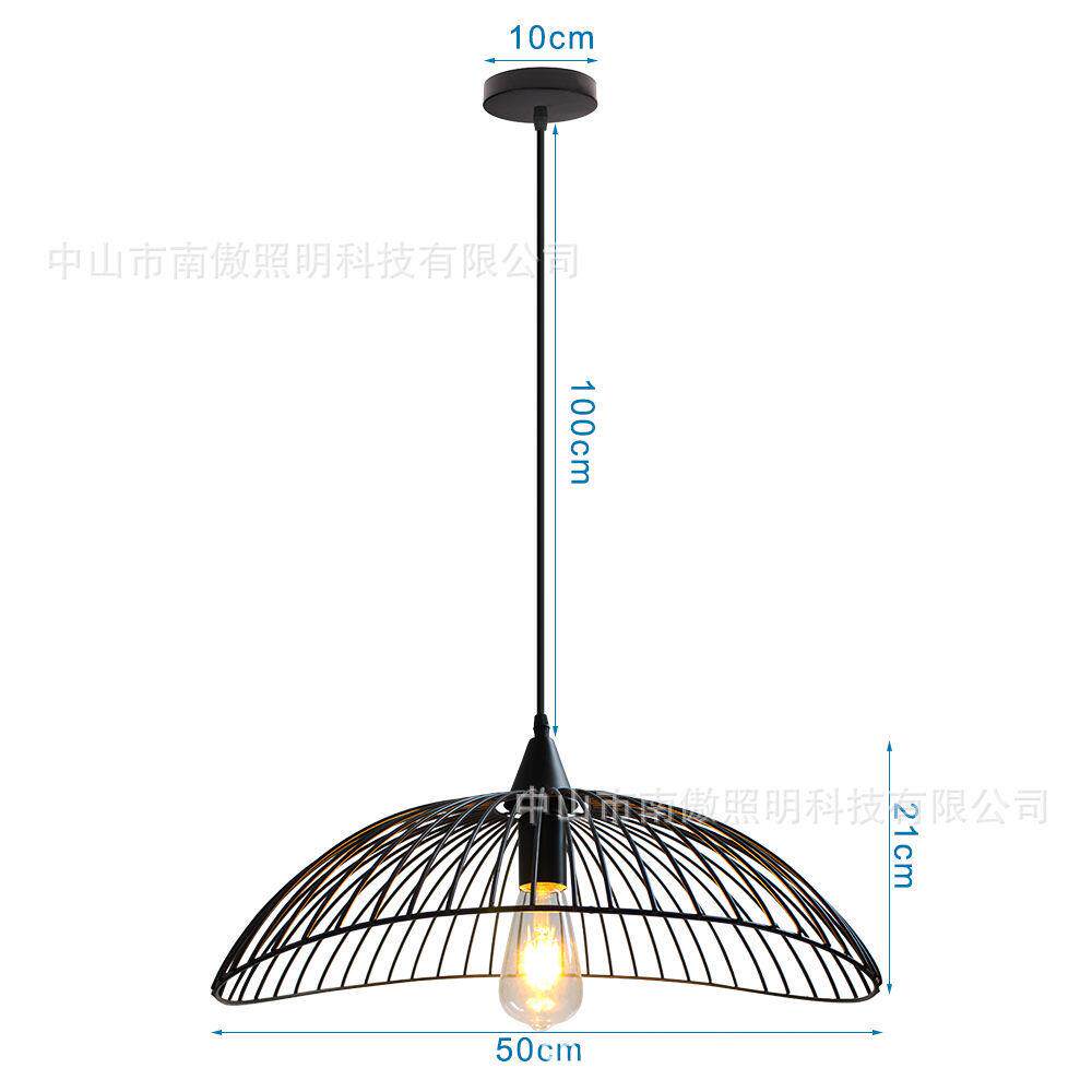 北欧铁艺吊灯现代简约餐厅灯草帽工业设计卧室书房客厅灯具