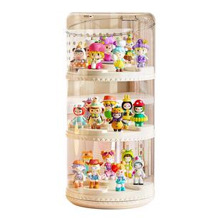 盲盒展示盒转泡泡玛收纳盒客厅层透旋明特防尘置物架多桌上展示柜