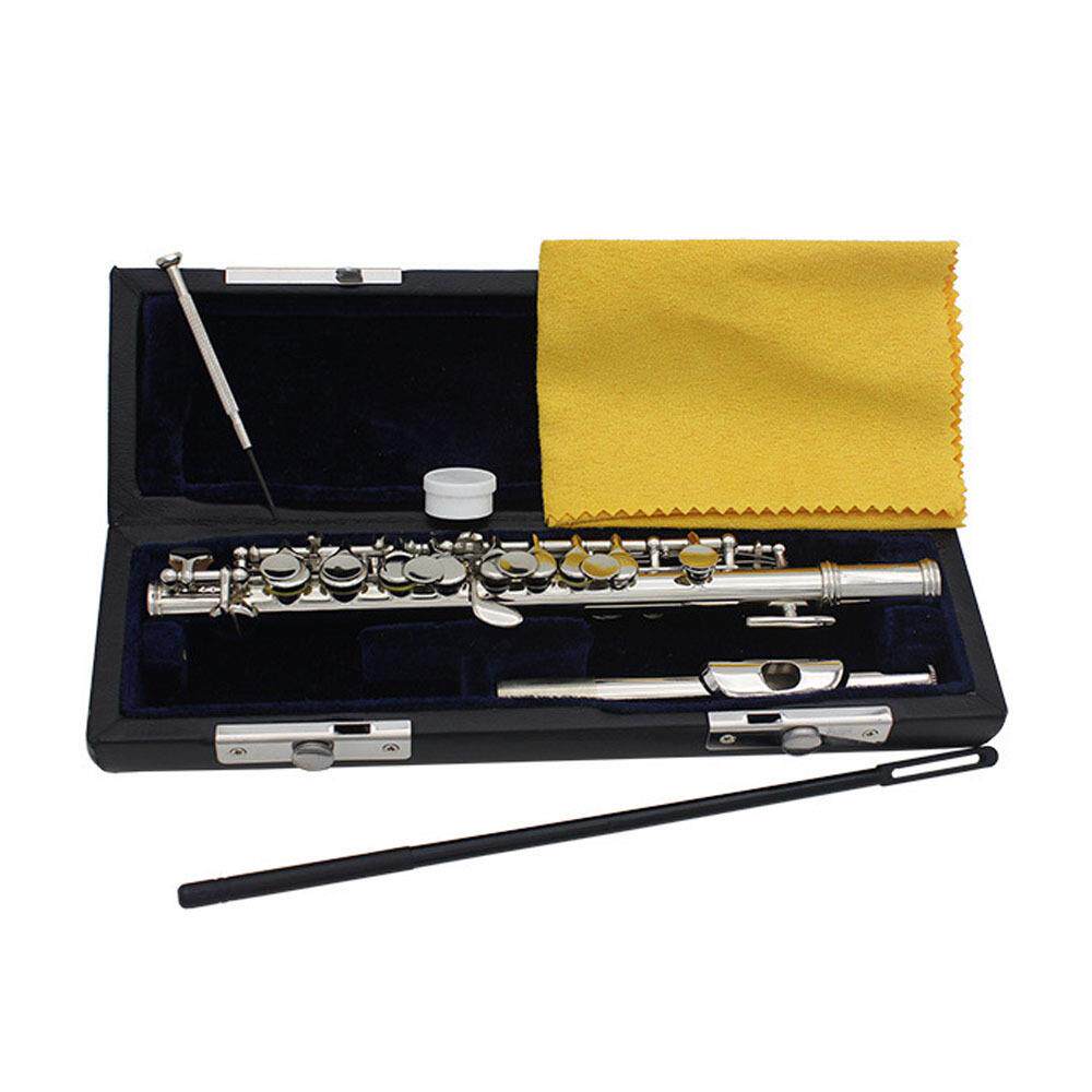 档短笛乐器C调白管体镀器镍短高笛初学者专业演奏乐YBU铜笛子带皮