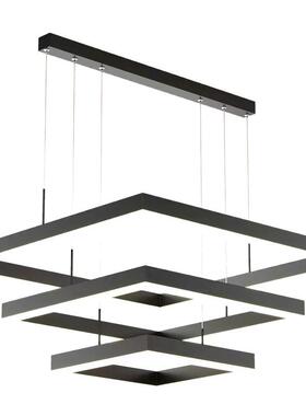 224新款现代简约客灯网红方形l全ed吊灯设计师搭配厅0屋套餐灯具