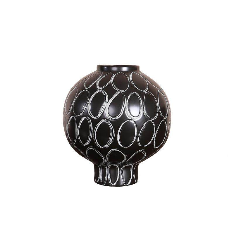 法式古陶瓷黑色花瓶民宿样板房酒店家居餐FKZ桌风花圈圆插中花器,橡塑材料及制品,工业陶瓷,淘宝优惠券,粉丝福利购,淘宝优惠卷