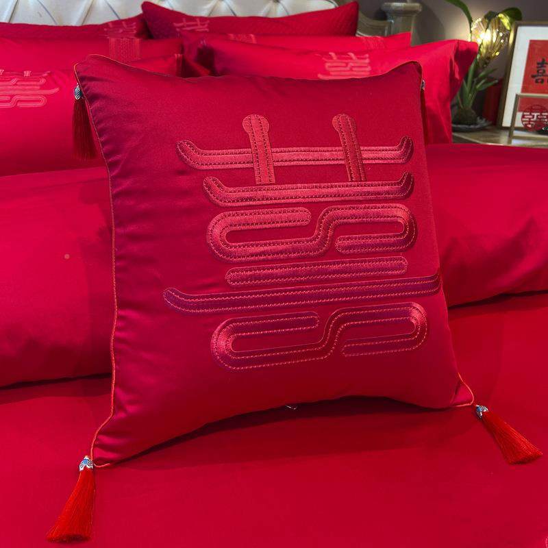 婚庆家纺红简约大气H11品色四件上套结婚床用喜字刺绣,床上用品,婚庆床品套件,淘宝优惠券,粉丝福利购,淘宝优惠卷