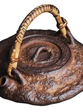 岩矿陶泥石韵扁提煮藤把茶石壶纹肌理功夫梁茶ZCH道炭火电陶炉烧