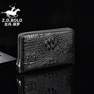 ZDBOLO/左丹保罗真皮男士手拿包鳄鱼纹时尚休闲信封包男手拎夹包