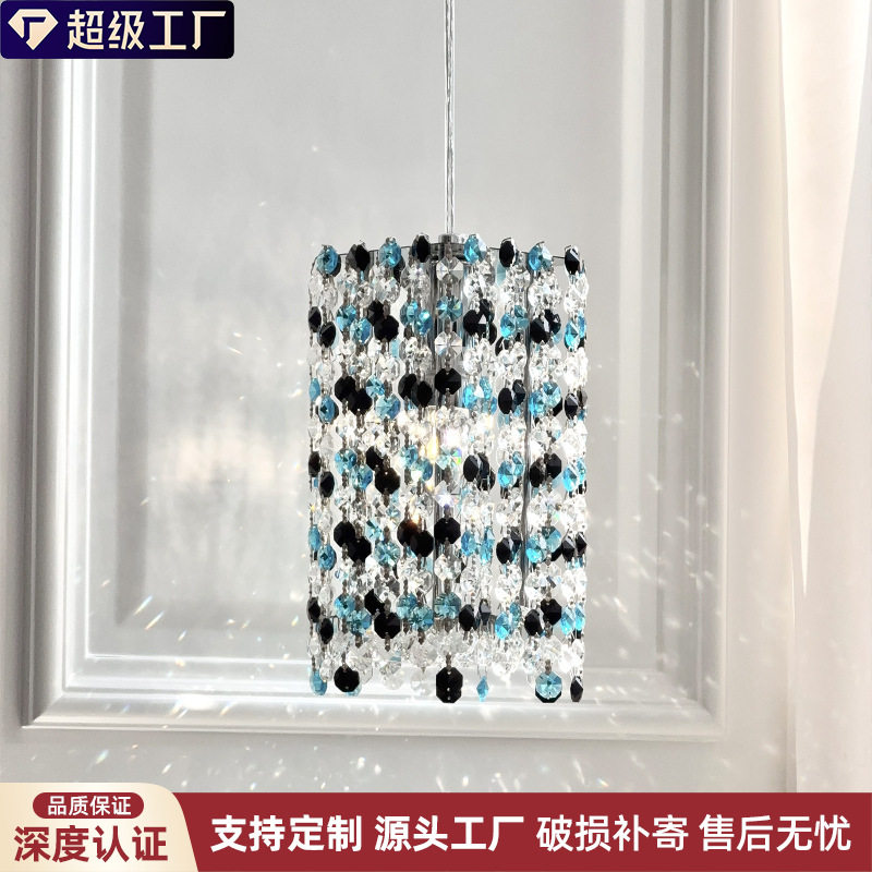 法式水晶床头吊灯卧室高级感轻奢玄关过道吧台装饰民宿风情吊线灯