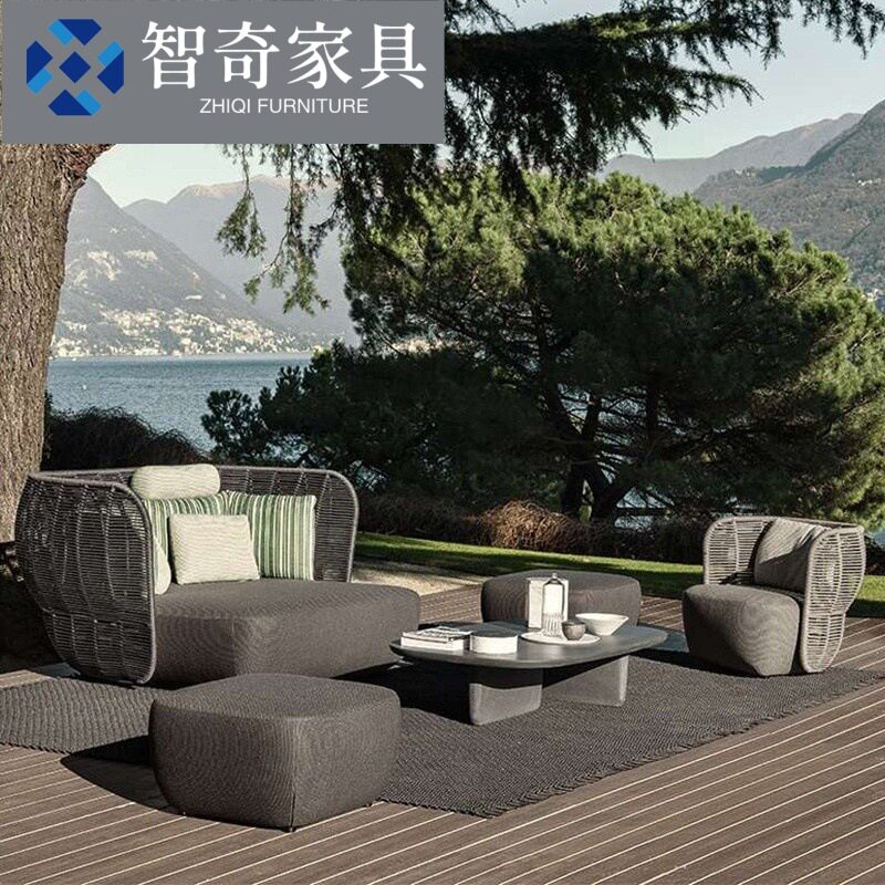 户外藤编沙发简约现代休闲庭院室外露天别墅阳台防水防晒藤椅组合