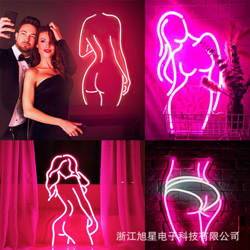 霓虹灯LED背板女士长发女士酒吧生日宴会房间装饰灯超亮