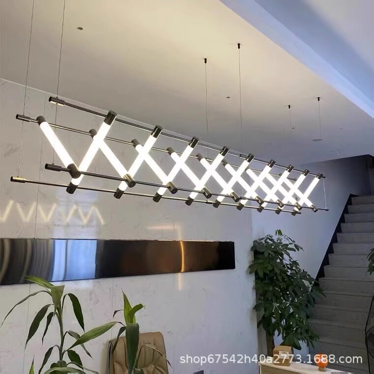 极简咖啡厅吧台长条组合马扎工程灯酒店餐厅大堂休息区收银台吊灯