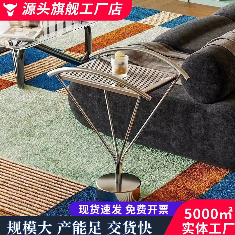 设计师款不锈钢小边几别墅客厅轻奢高级感小茶几简约创意沙发边几