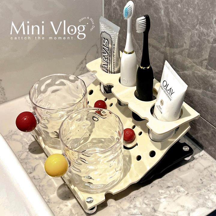 可爱小丑牙刷牙膏架子置物架免打孔洗漱台收纳架卫生间洗漱杯套装