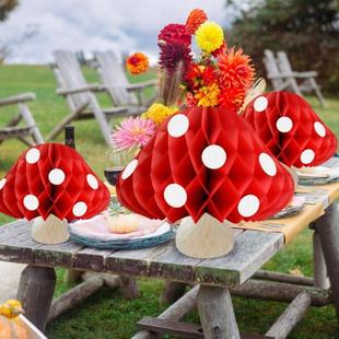 儿童节蘑菇蜂窝球婚礼派对场景布置装饰挂饰喜庆纸花球拉花纸灯笼