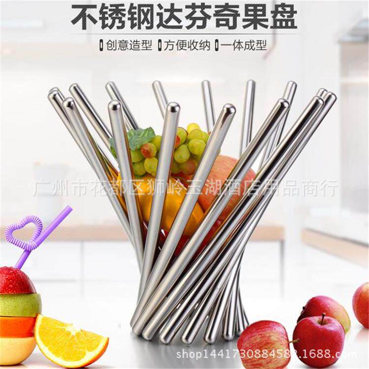 不锈钢水果盘达芬奇果盘时尚果篮创意艺术果盆欧式果篮家用水果篮