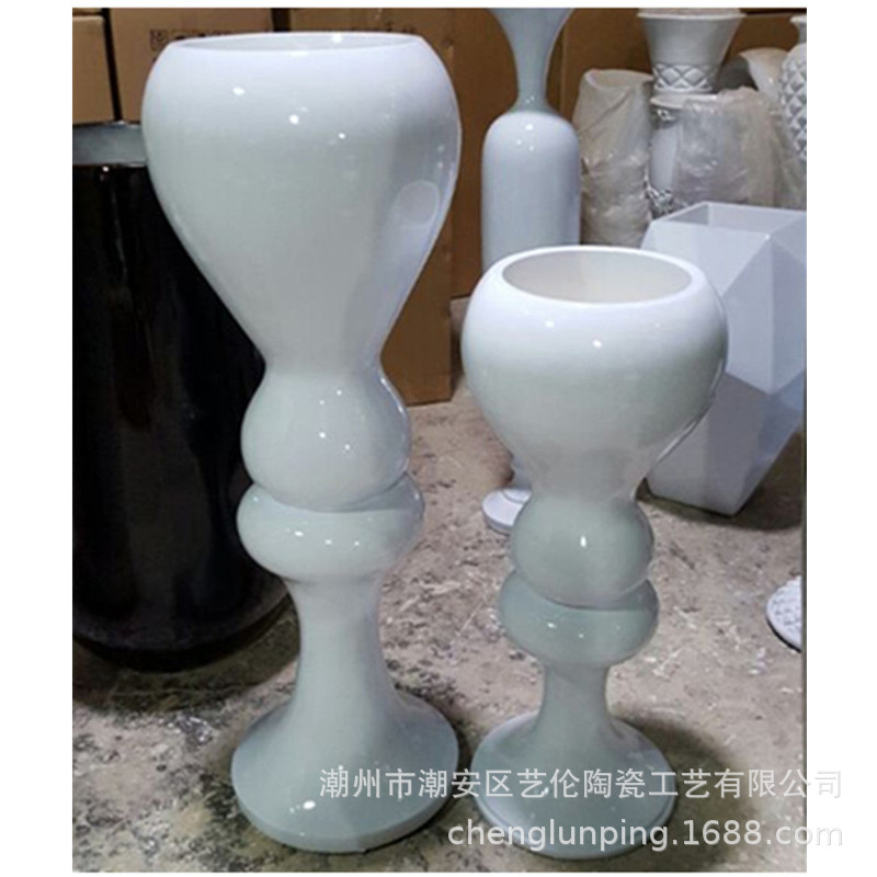 家居纯色玻璃钢落地花瓶树脂花瓶客厅酒店婚庆园林公园花器装饰品