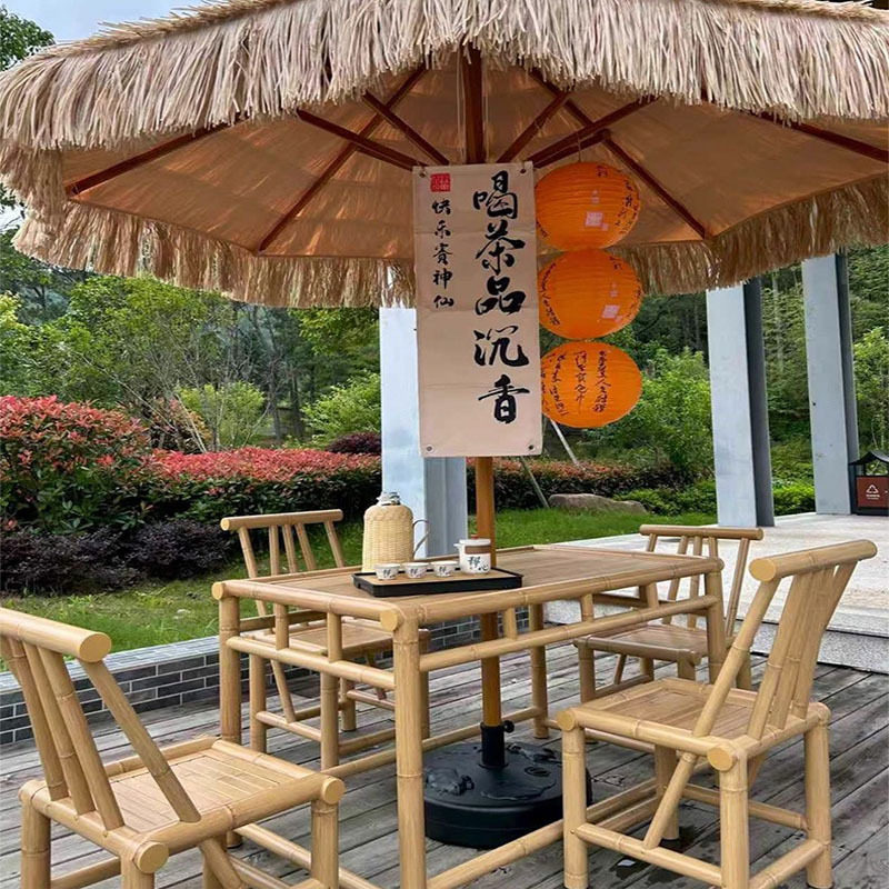 户外庭院仿竹铝合金桌椅