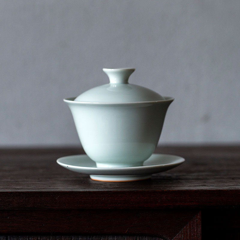 仿古胎三才盖碗茶杯单个创意手工敬茶杯复古陶瓷家用不烫手泡茶碗