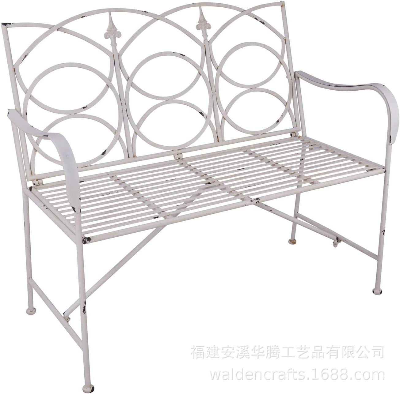 欧式做旧庭院铁艺双人靠背椅