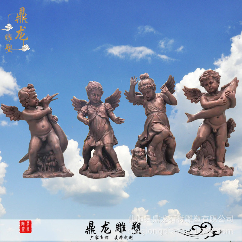 欧式玻璃钢天使仿真落地雕塑