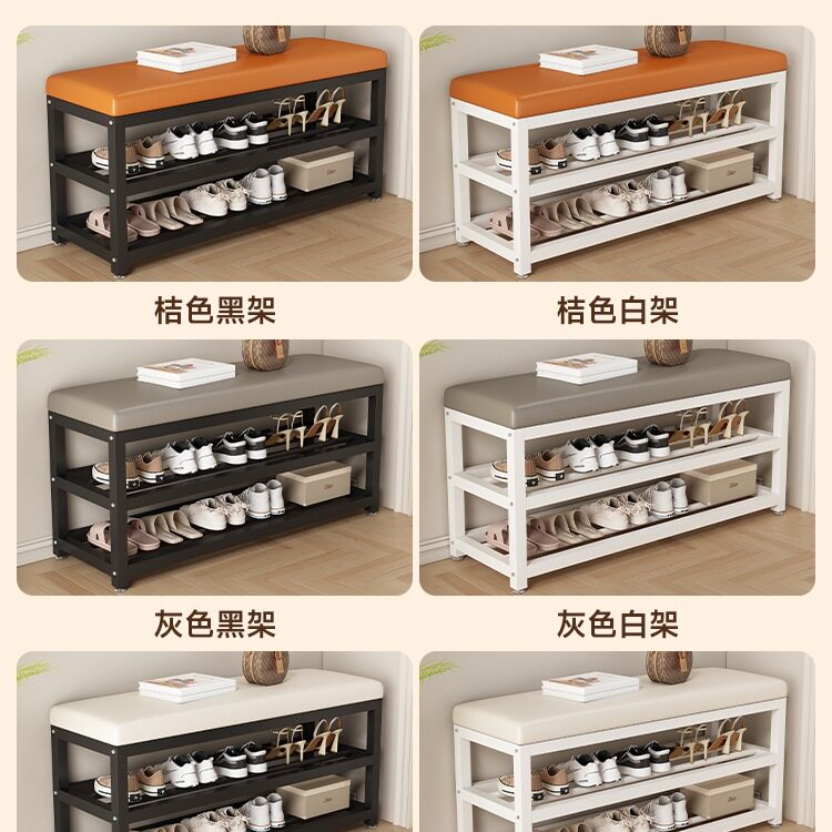 入户门铁艺轻奢换鞋凳带鞋架