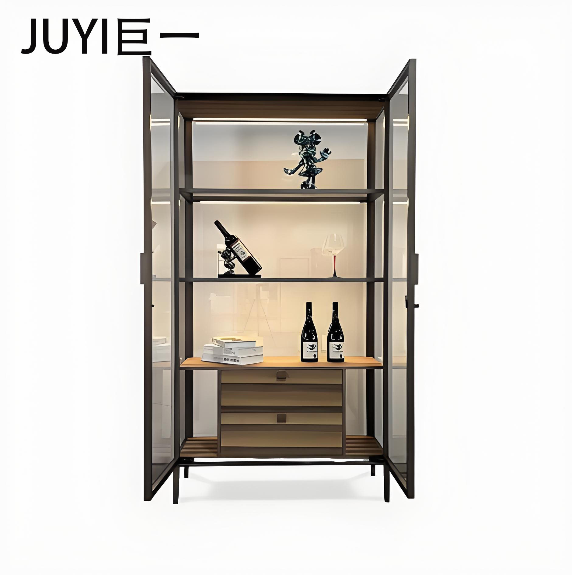 JUYI巨一意式极简玻璃展示柜酒水柜创意个性高级感别墅收纳展示柜