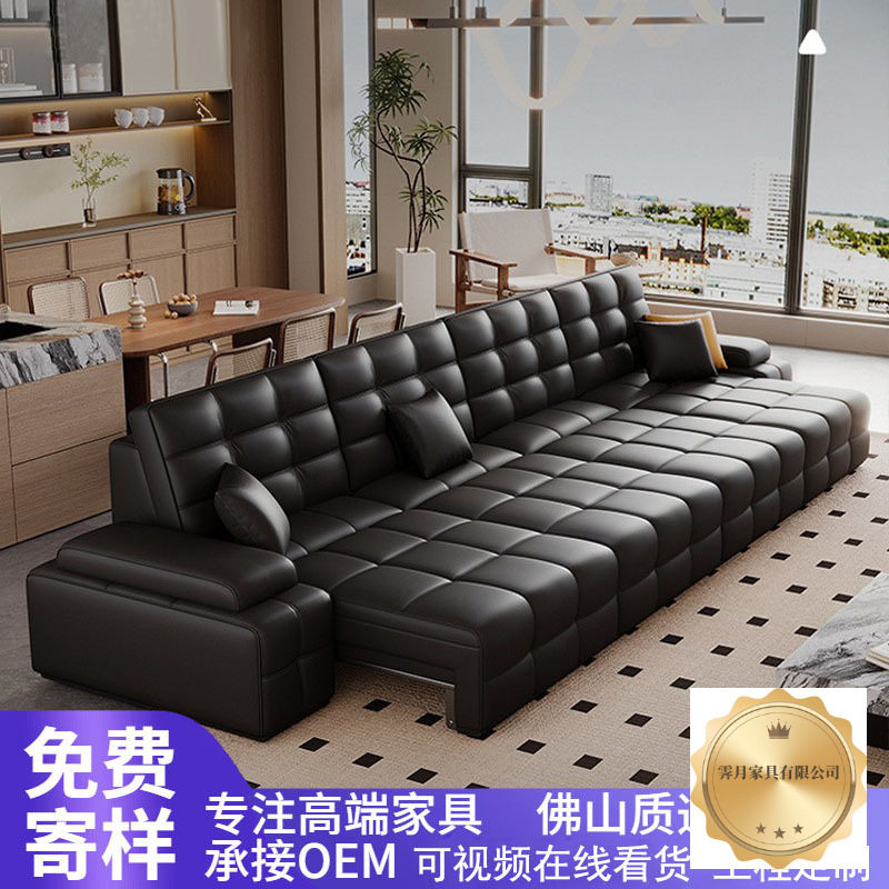 真皮沙发三人位劳伦斯电动沙发床多功能智能伸缩意式极简轻奢客厅